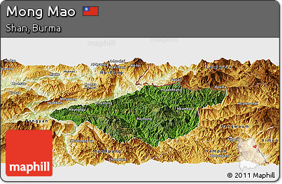 Satellite Panoramic Map of Mong Mao, physical outside