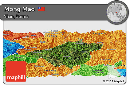 Satellite Panoramic Map of Mong Mao, political outside