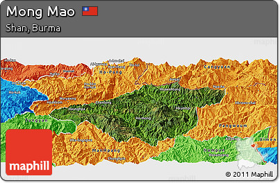 Satellite Panoramic Map of Mong Mao, political outside