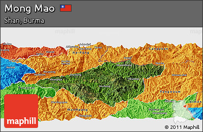 Satellite Panoramic Map of Mong Mao, political outside