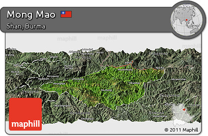 Satellite Panoramic Map of Mong Mao, semi-desaturated