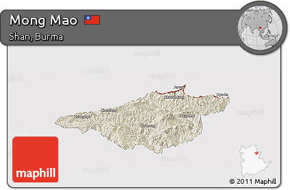 Shaded Relief Panoramic Map of Mong Mao, cropped outside