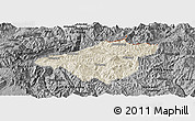 Shaded Relief Panoramic Map of Mong Mao, darken, desaturated