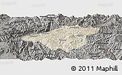 Shaded Relief Panoramic Map of Mong Mao, darken, semi-desaturated