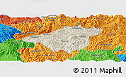 Shaded Relief Panoramic Map of Mong Mao, political outside