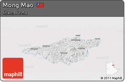 Silver Style Panoramic Map of Mong Mao, single color outside