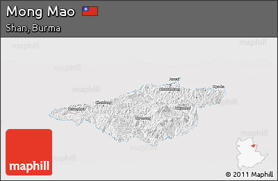 Silver Style Panoramic Map of Mong Mao, single color outside