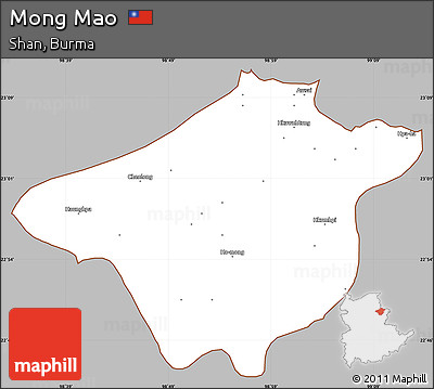 Gray Simple Map of Mong Mao, cropped outside