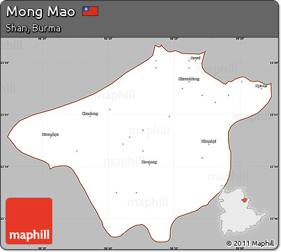 Gray Simple Map of Mong Mao, cropped outside