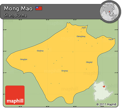 Savanna Style Simple Map of Mong Mao, cropped outside