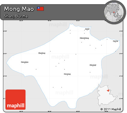Silver Style Simple Map of Mong Mao, single color outside