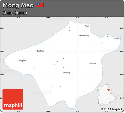 Silver Style Simple Map of Mong Mao, single color outside