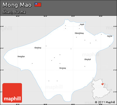 Silver Style Simple Map of Mong Mao, single color outside