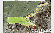 Physical 3D Map of Mong Mit, darken, semi-desaturated