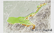 Physical 3D Map of Mong Mit, lighten, semi-desaturated