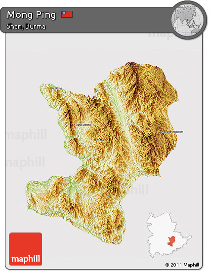 Physical 3D Map of Mong Ping, cropped outside