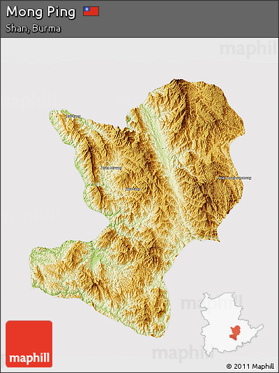 Physical 3D Map of Mong Ping, cropped outside