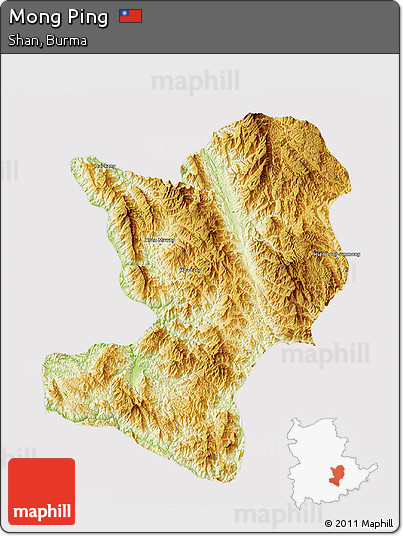 Physical 3D Map of Mong Ping, cropped outside