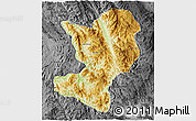 Physical 3D Map of Mong Ping, darken, desaturated