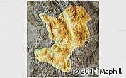 Physical 3D Map of Mong Ping, darken, semi-desaturated