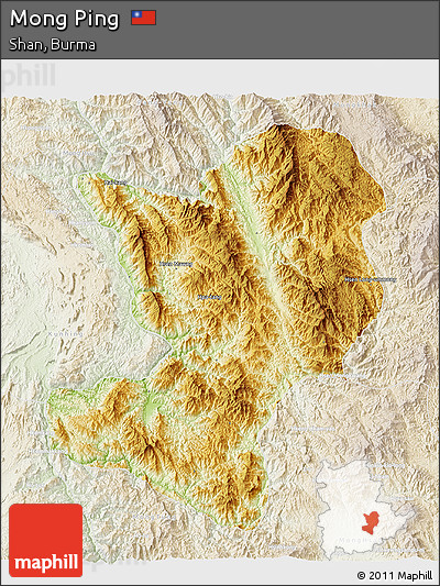 Physical 3D Map of Mong Ping, lighten