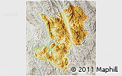 Physical 3D Map of Mong Ping, lighten, semi-desaturated