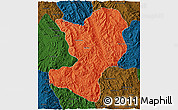 Political 3D Map of Mong Ping, darken