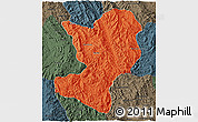 Political 3D Map of Mong Ping, darken, semi-desaturated