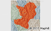 Political 3D Map of Mong Ping, lighten, semi-desaturated