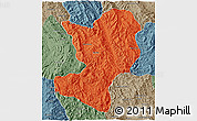 Political 3D Map of Mong Ping, semi-desaturated