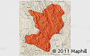 Political 3D Map of Mong Ping, shaded relief outside