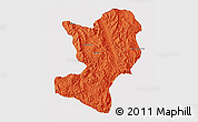 Political 3D Map of Mong Ping, single color outside