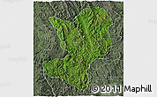 Satellite 3D Map of Mong Ping, semi-desaturated