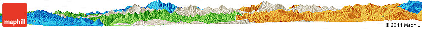 Shaded Relief Horizon Map of Mong Ping, political outside
