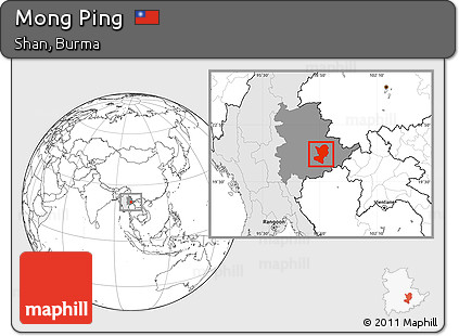 Blank Location Map of Mong Ping, highlighted country, highlighted parent region