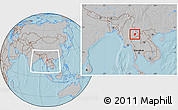 Gray Location Map of Mong Ping, within the entire country, hill shading
