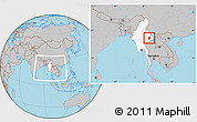 Gray Location Map of Mong Ping, highlighted country, within the entire country