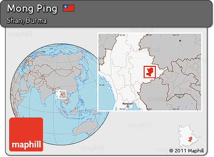 Gray Location Map of Mong Ping, highlighted country
