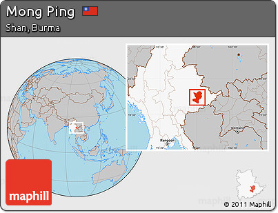 Gray Location Map of Mong Ping, highlighted country