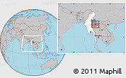 Gray Location Map of Mong Ping, highlighted country, highlighted parent region, within the entire country