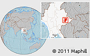 Gray Location Map of Mong Ping, highlighted country, hill shading