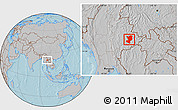 Gray Location Map of Mong Ping, hill shading