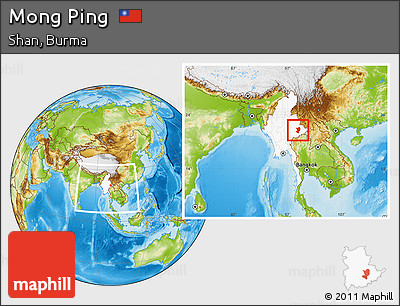 Physical Location Map of Mong Ping, highlighted country, within the entire country