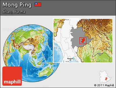 Physical Location Map of Mong Ping, highlighted country, highlighted parent region