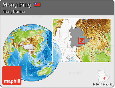 Physical Location Map of Mong Ping, highlighted country, highlighted parent region