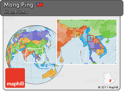 Political Location Map of Mong Ping, within the entire country
