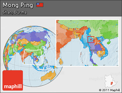 Political Location Map of Mong Ping, within the entire country