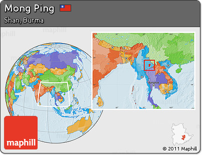 Political Location Map of Mong Ping, within the entire country