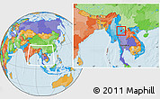 Political Location Map of Mong Ping, within the entire country