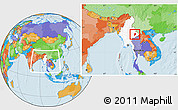 Political Location Map of Mong Ping, highlighted country, within the entire country